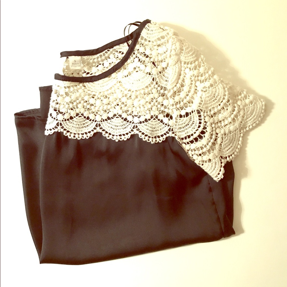 Silky black lace top