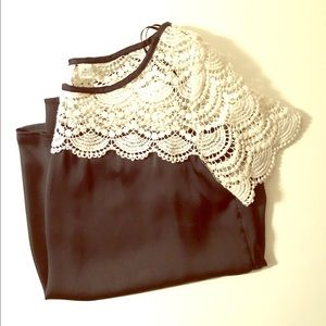 Silky black lace top