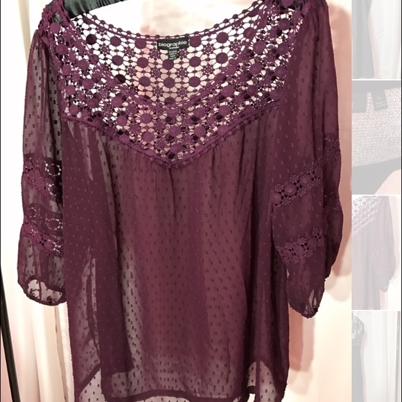 Biographie Tops - Plum Biographie Sheer Blouse