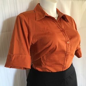 Pumpkin orange soft stretch cotton dress shirt