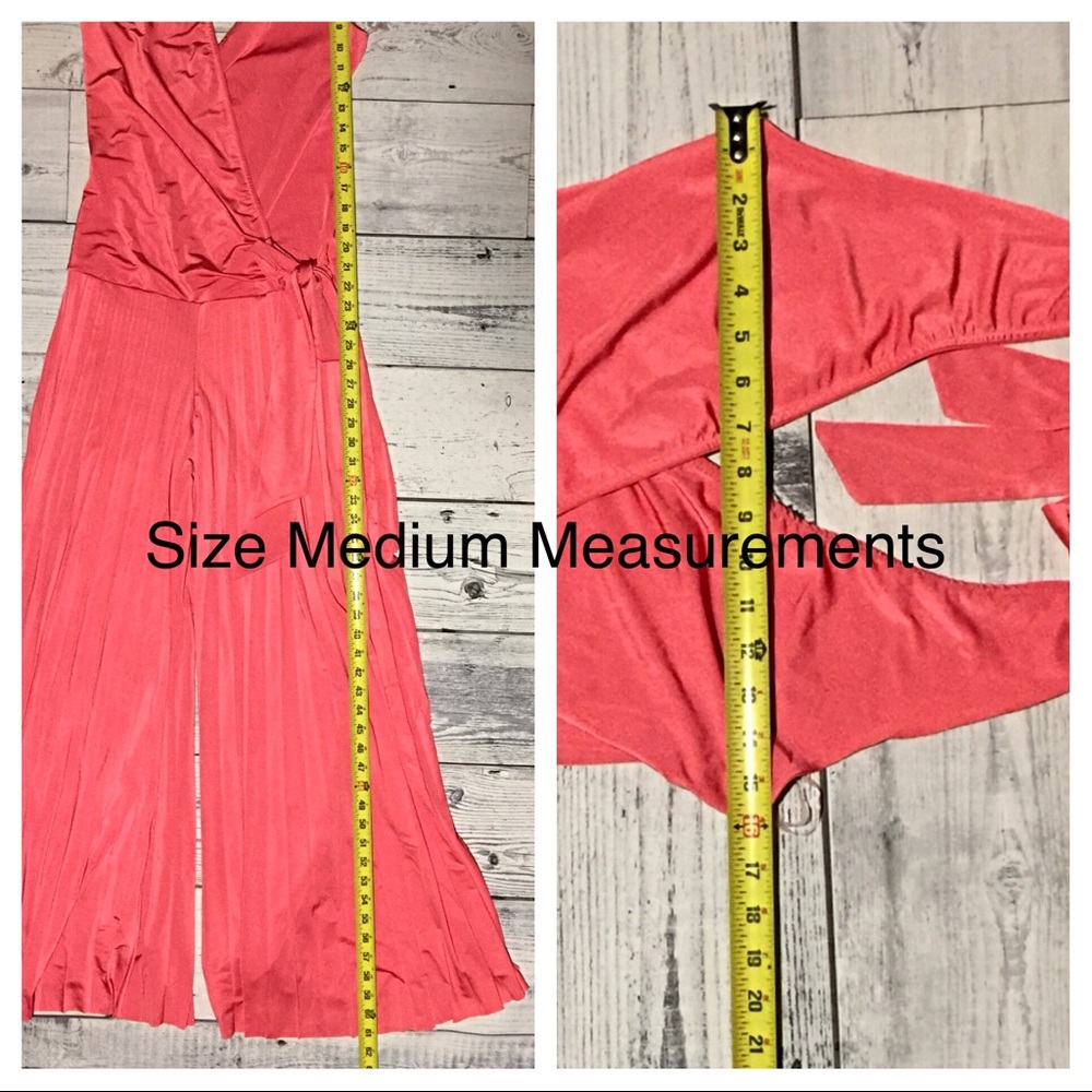 Coral Pink Wrap Halter Wide Leg Jumpsuit 🌻 - Picture 4 of 7