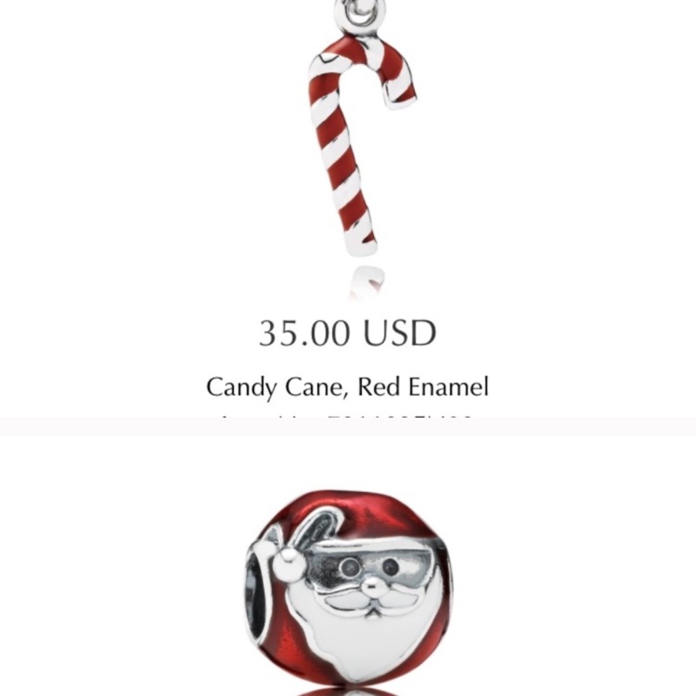 Santa and candy cane pandora charm