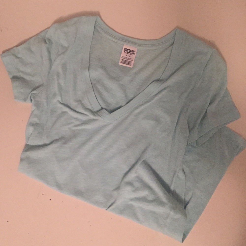 Baby blue v-neck t-shirt from Pink