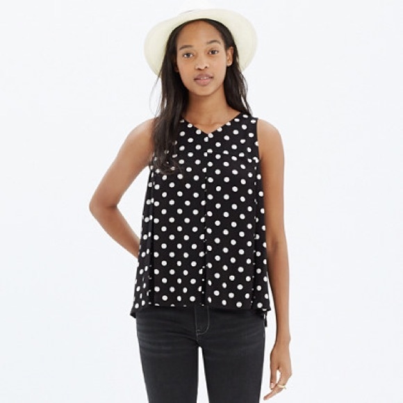 Madewell Tops - Madewell Trapeze Crop Top Polka dot Blouse size 12