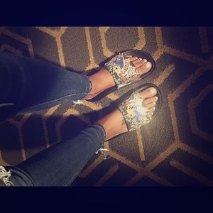 Steve Madden Beaded Multi-Color Slides Worn once.