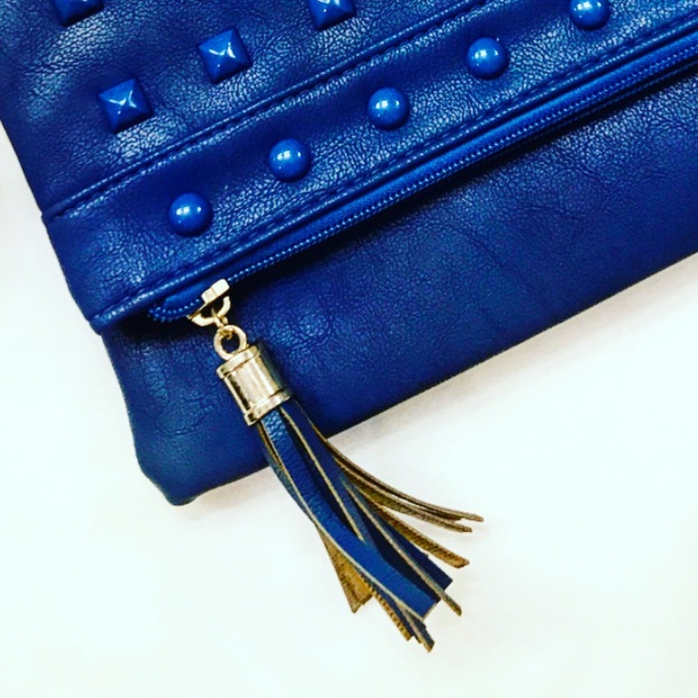 Tasseled Blue Clutch - Picture 2 of 6