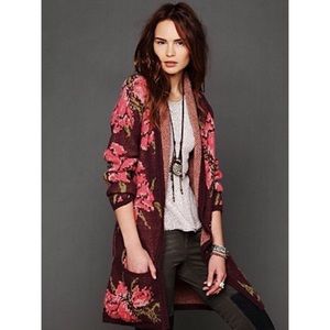 Free People Floral Long Cardigan