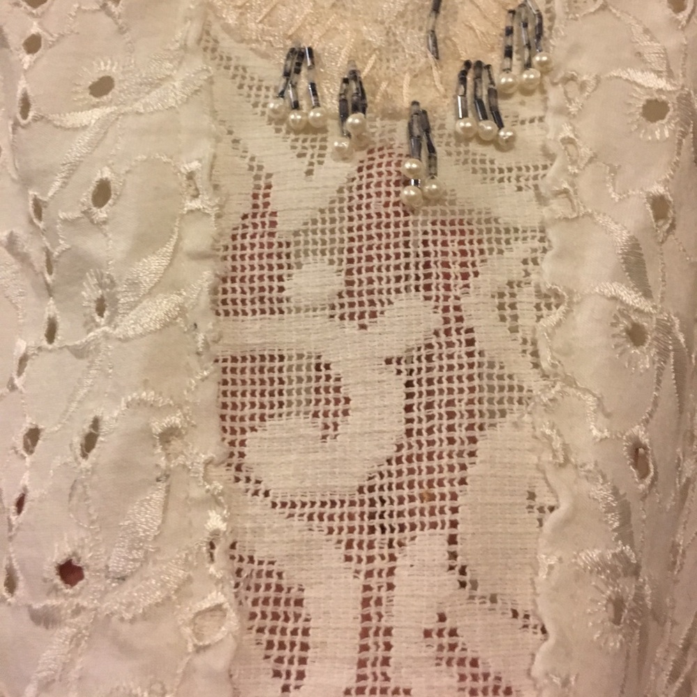 Free People Beaded Crochet Lace Eyelet Tank Med - Picture 3 of 8