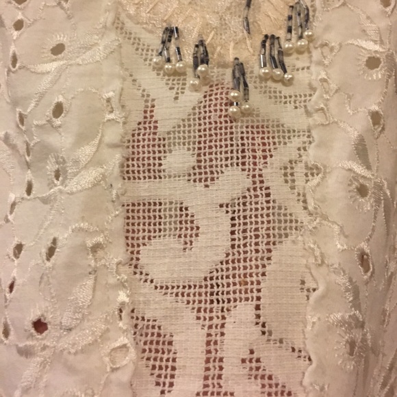 Free People Beaded Crochet Lace Eyelet Tank Med - Picture 3 of 8