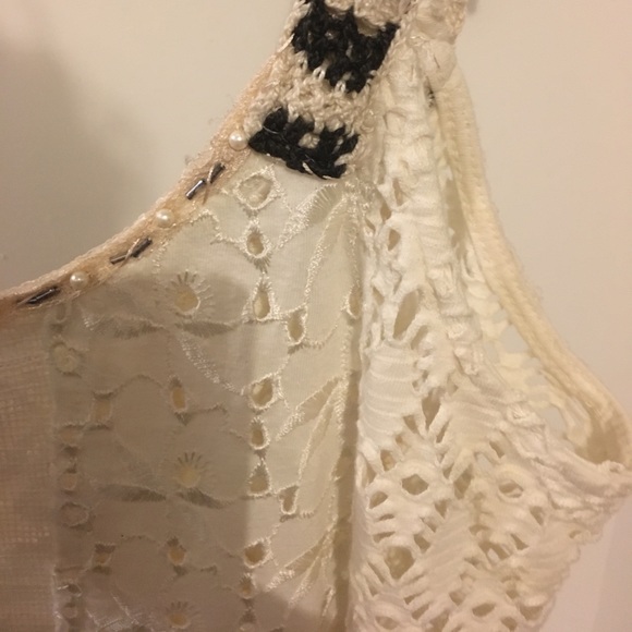 Free People Beaded Crochet Lace Eyelet Tank Med - Picture 6 of 8