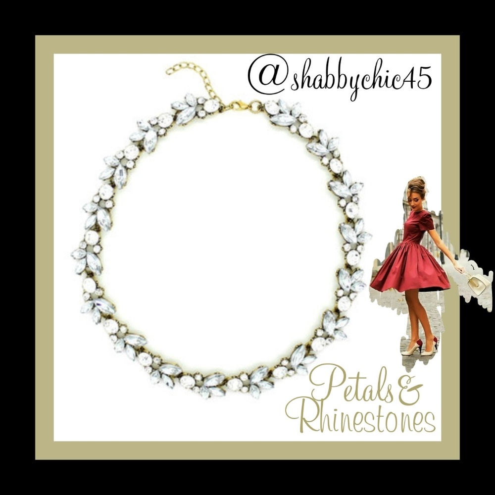 Clear Crystal Petal Statement Necklace