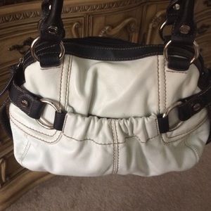 Tignanello black and white leather satchel.