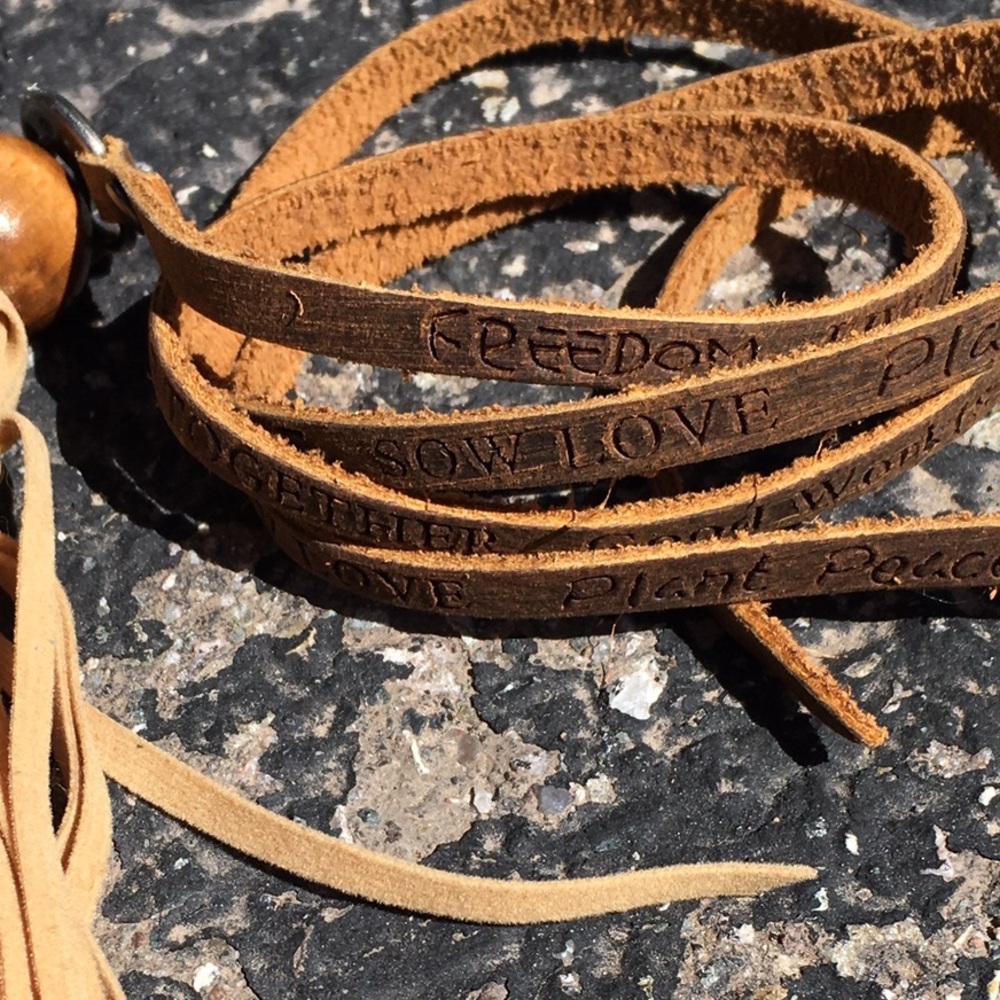 Embossed leather bracelet necklace tassel Words !