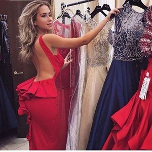 Red backless Jovani dress