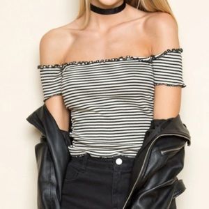 Brandy Melville copy striped off the shoulder top