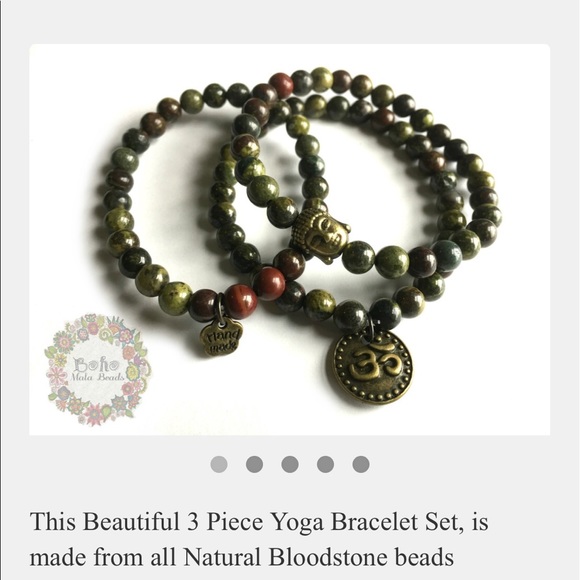 Holiday sale Healing Bloodstone yoga bracelet set - Picture 1 of 2