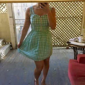 Mint houndstooth cotton dress