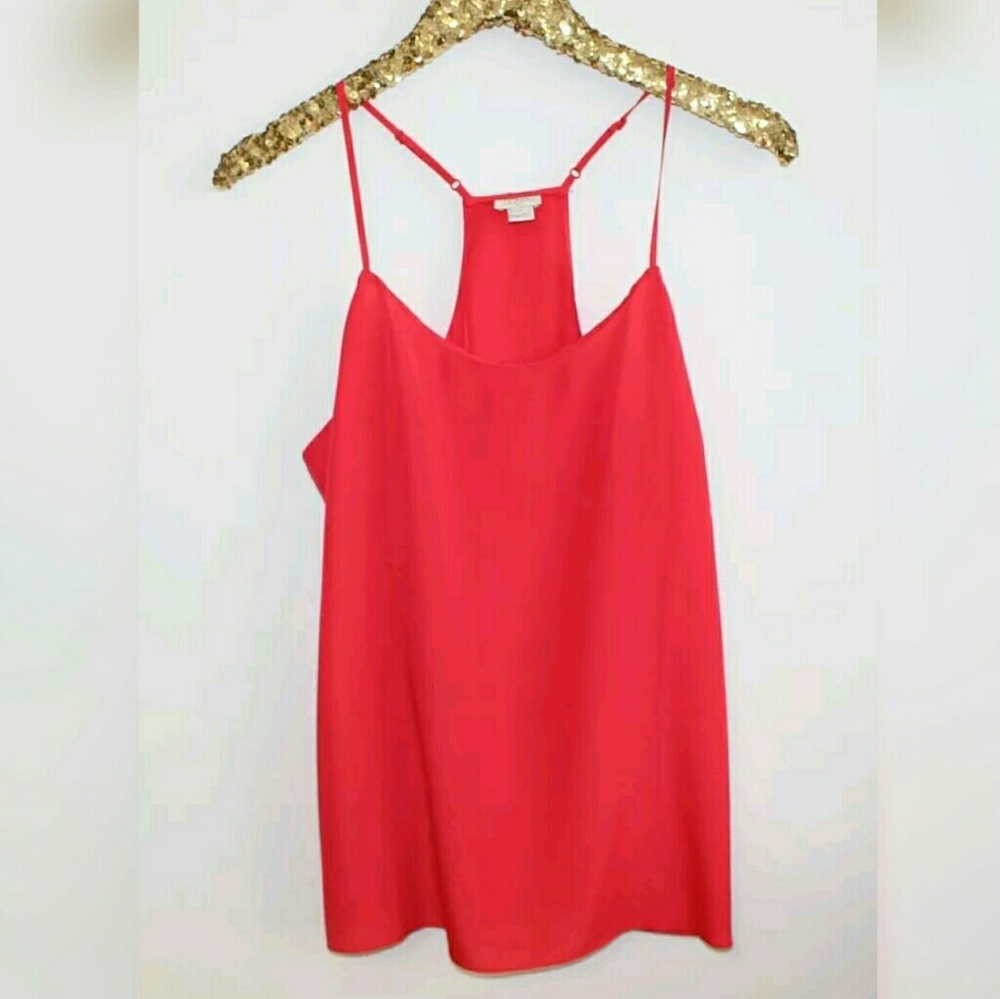 J. Crew Silky Coral-Red Cami Tank