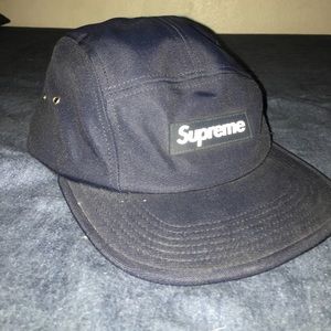 Navy Blue Supreme Box Logo Camp Cap