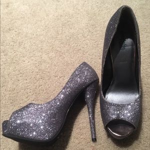 Charlotte Russe Silver Sparkle Shoes