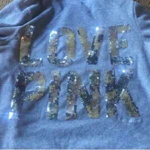 Gray velour sequin hoodie