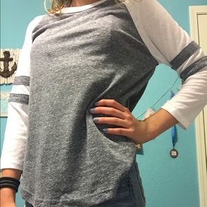 Blue and white baseball tee