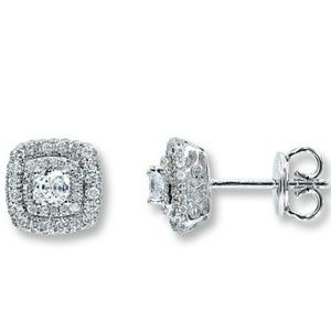 1 ct diamond earrings 14k white gold