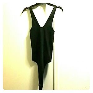 Victoria Secret Sleek Black Body Suit Thong sz Med