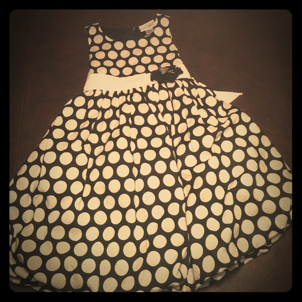 Cotton polka-dot dress. Black/Ivory