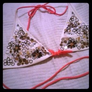 Victoria's Secret Pink & White Bikini Top