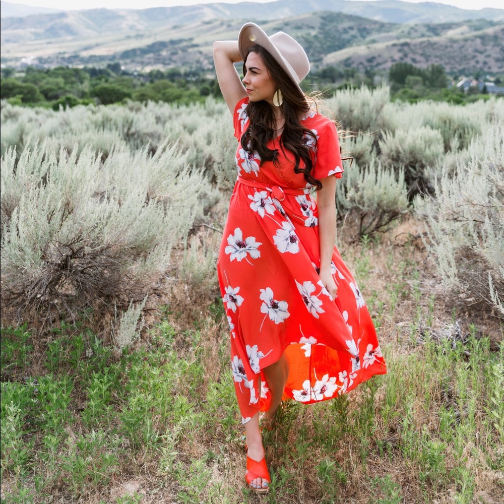 Orange Floral Summer Dress
