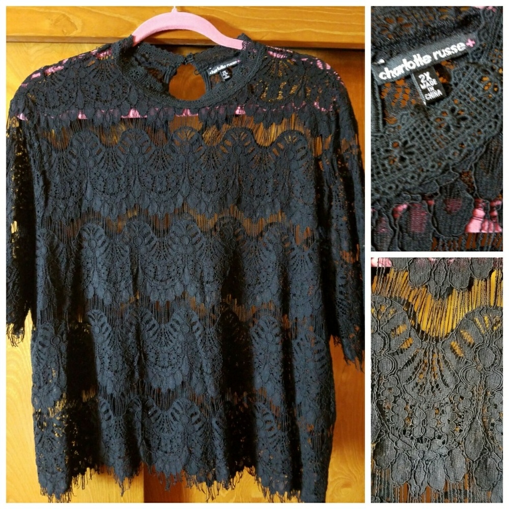 Black Lace Crop Top