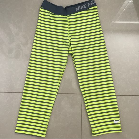 Nike Pants - Nike Pro Neon Yellow Cropped Leggings