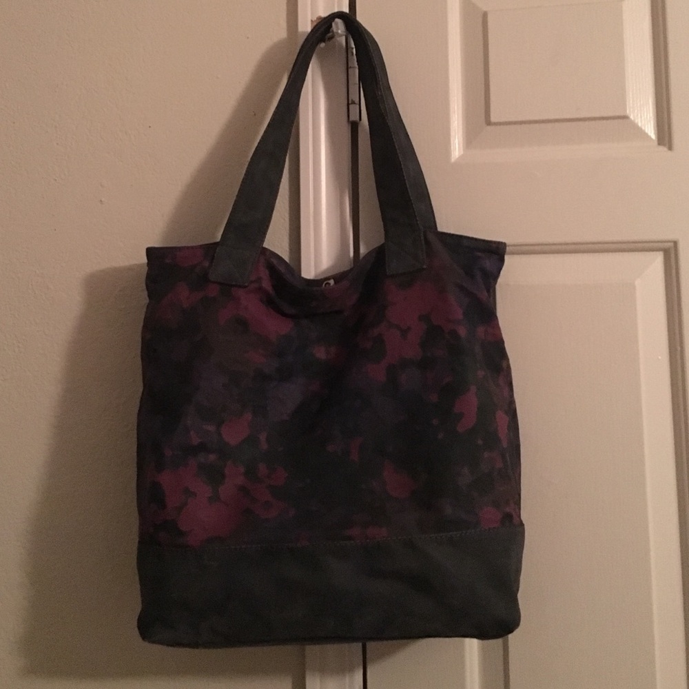 Magenta, purple and gray tote