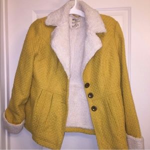 Yellow Peacoat Sherpa lined