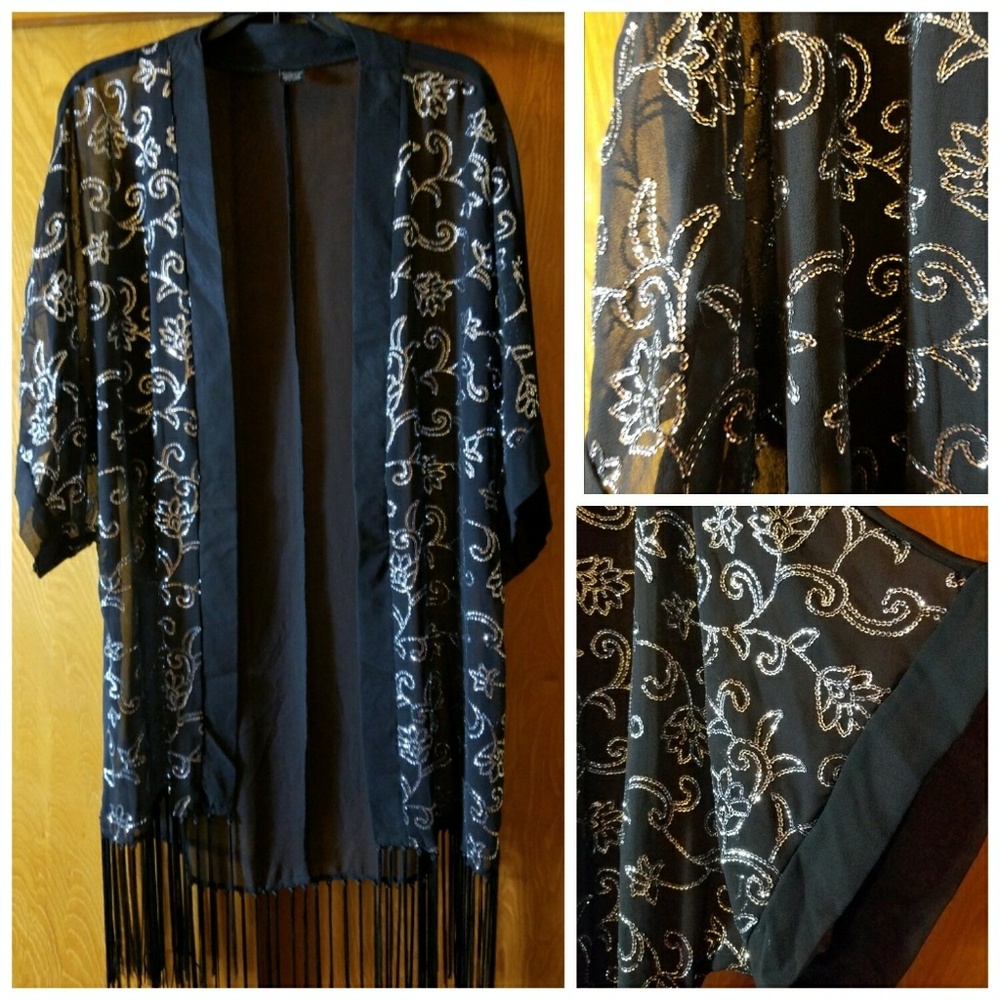 Sheer Fringe Cocktail Party Kimono
