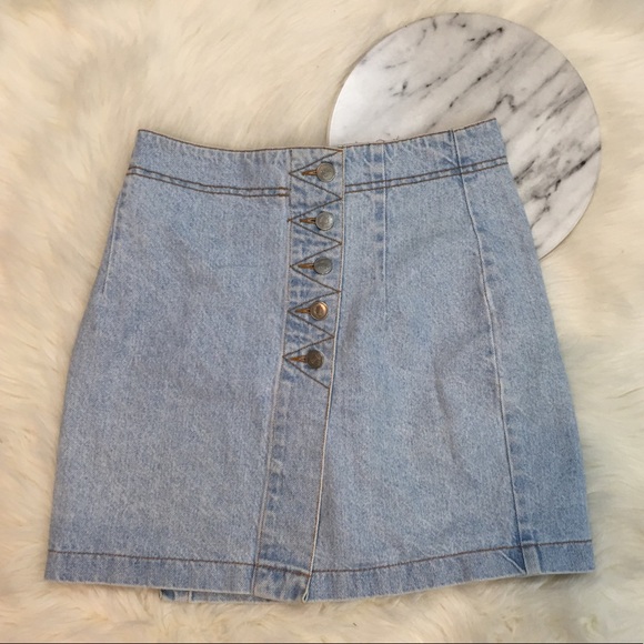 BONGO Dresses & Skirts - Vintage Light Wash High Waist Button Up Skirt