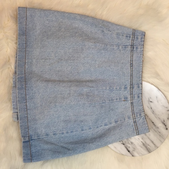 Vintage Light Wash High Waist Button Up Skirt - Picture 3 of 5