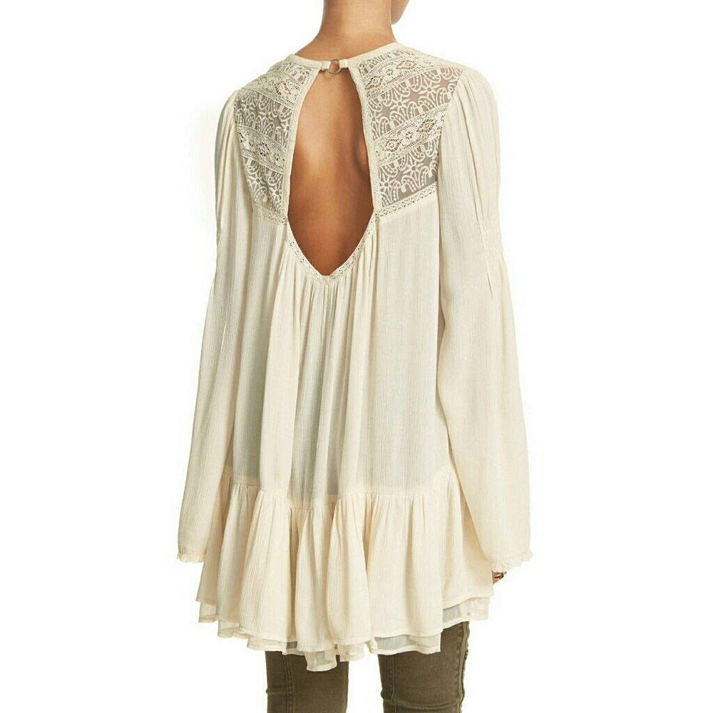 New! FREE PEOPLE Victorian Lace Tunic Top Blouse - Picture 4 of 8