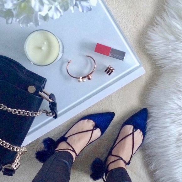 Topshop Shoes - Topshop Pom-Pom Velvet Ghillies