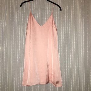 Pink Satin Texture V Neck Dress