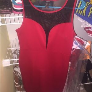 Red and black mesh dress