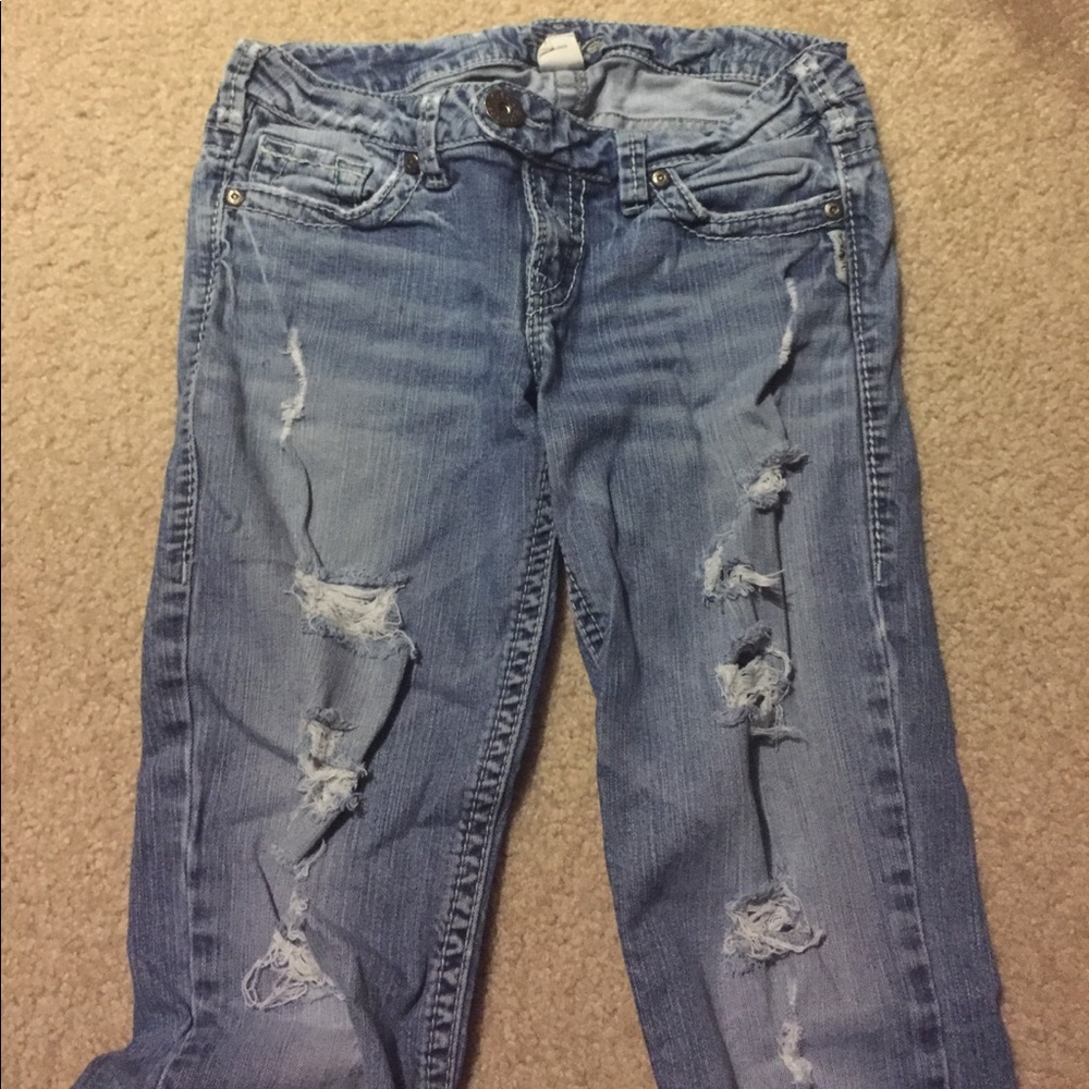 Silver Distressed Jeans