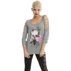 Heather Grey Cut Out Cold Shoulder