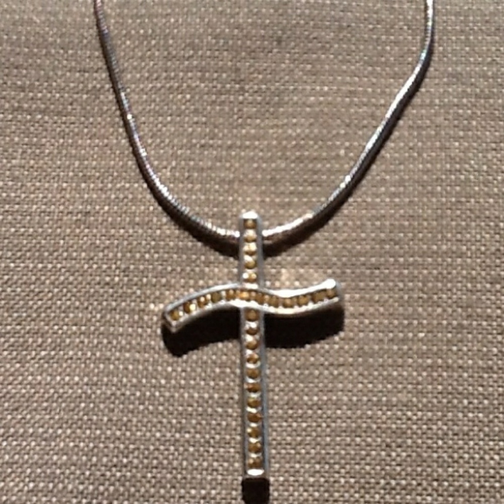 Brighton Silver Cross yellow stone cross