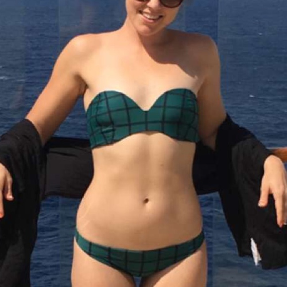 ACACIA Swimwear coconut top in seaweed storm stich