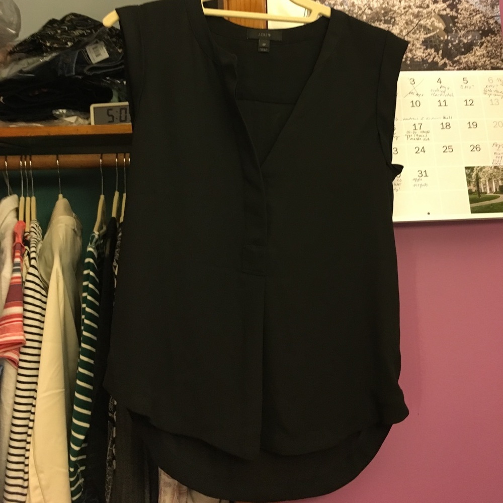 J. crew black sleeveless work blouse sz 0P
