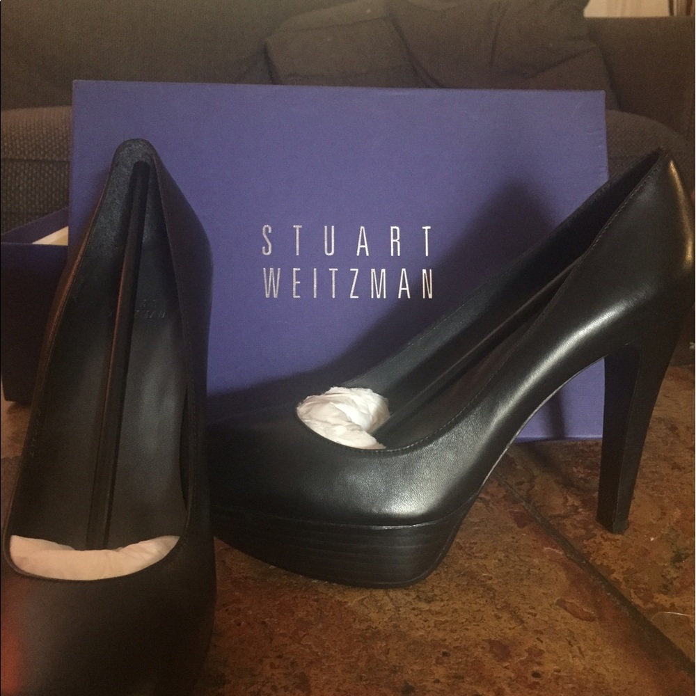 NEW. Stuart Weitzman Black Nappa Stilts Pumps