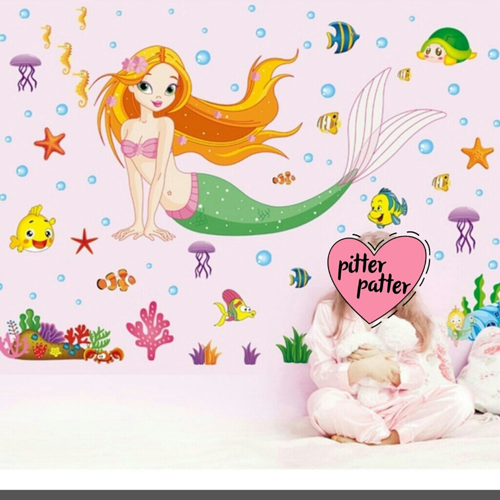 NWOT WALL STICKER CLING MERMAID & FRIENDS