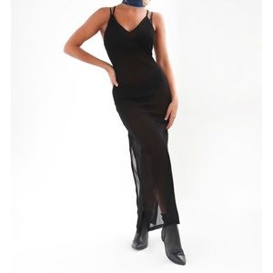 Tigermist "Electric" black sheer maxi dress